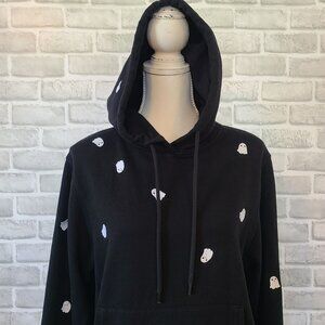My BOO Womens' Black Hoodie Sweatshirt Embroidered Halloween Ghosts Ampersand M